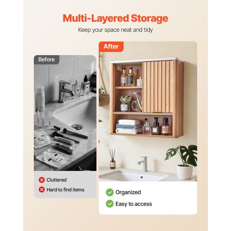 Seinäkaappi lastulevy MDF kolmitasoinen hylly avohylly ja suljettu kaappi kylpyhuoneeseen