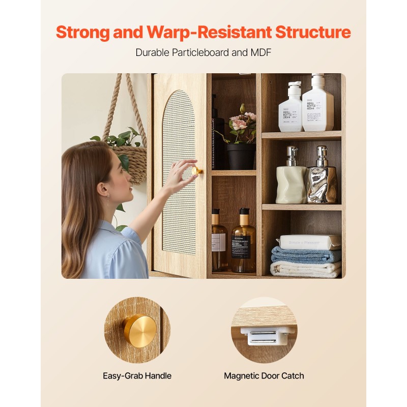 Seinäkaappi lastulevy ja MDF-levy 600x250x600 mm 5-tasoinen säädettävä hylly kylpyhuoneeseen