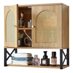 Kylpyhuoneen seinäkaappi lastulevy ja MDF levy 600x249x600 mm 2 ovinen säädettävä 3 tasoinen hylly