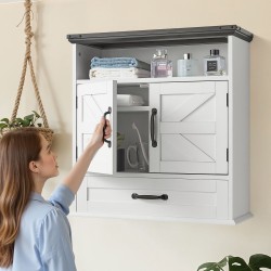 Kylpyhuoneen seinäkaappi lastulevy ja MDF 610×230×637 mm 2 ovea laatikko