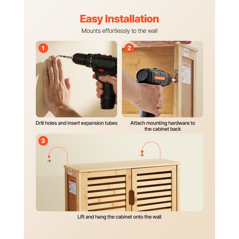 Seinäkaappi kahdella ovella ja säädettävällä kolmitasoisella hyllyllä kylpyhuoneeseen