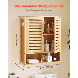 Seinäkaappi seinälle asennettava 2-ovinen säädettävä 3-tasoinen avohylly 590x210x666 mm