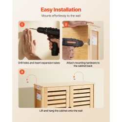 Seinäkaappi seinälle asennettava 2-ovinen säädettävä 3-tasoinen avohylly 590x210x666 mm