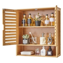 Seinäkaappi seinälle asennettava 2-ovinen säädettävä 3-tasoinen avohylly 590x210x666 mm