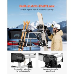 Vetokoukkuun asennettava suksi- ja lumilautateline 50 mm vastaanottimeen jopa 6 paria lukittava