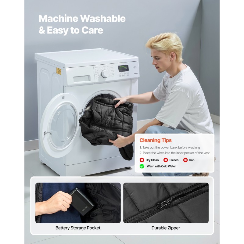 Lämmitettävä ladattava liivi XL 8 lämmitysvyöhykettä 3 lämpötilatasoa