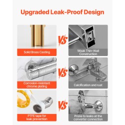 Termostaattinen suihkusekoitusventtiili messinkirunko kromipinnoite G1/2-liitännät kaksoisäätö 20–50 asteen lämpöalue