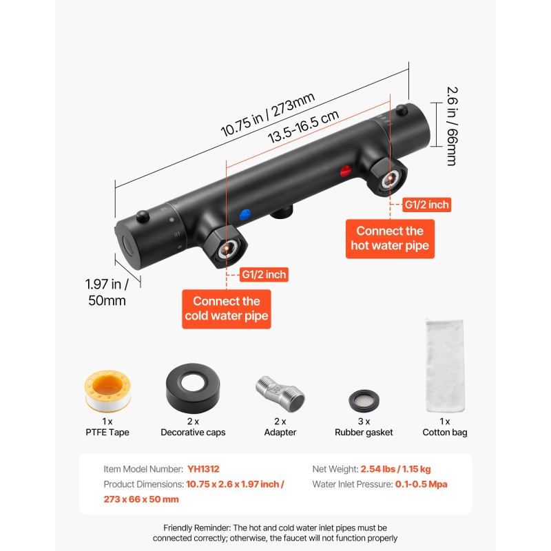 Termostaattinen suihkuventtiili messinkirunko mattamusta turvalukitus kaksi säätönuppia