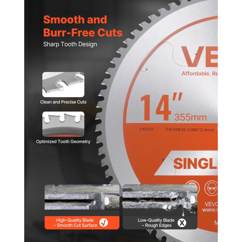 Metallin katkaisuterä pyörösahoihin 355 mm 72 kovametallihammasta 25,4 mm