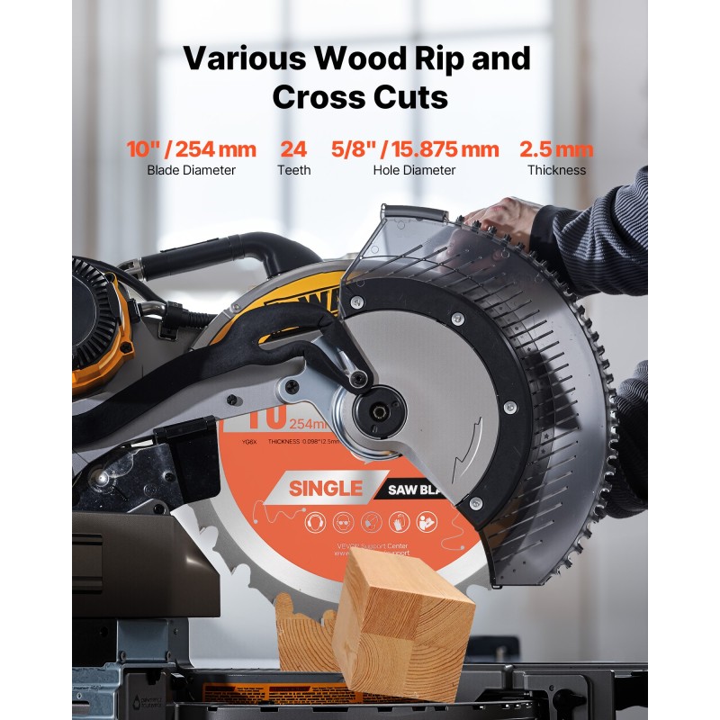 Pyörösahanterä 254 mm teräksinen 24 hammasta puun katkaisuun