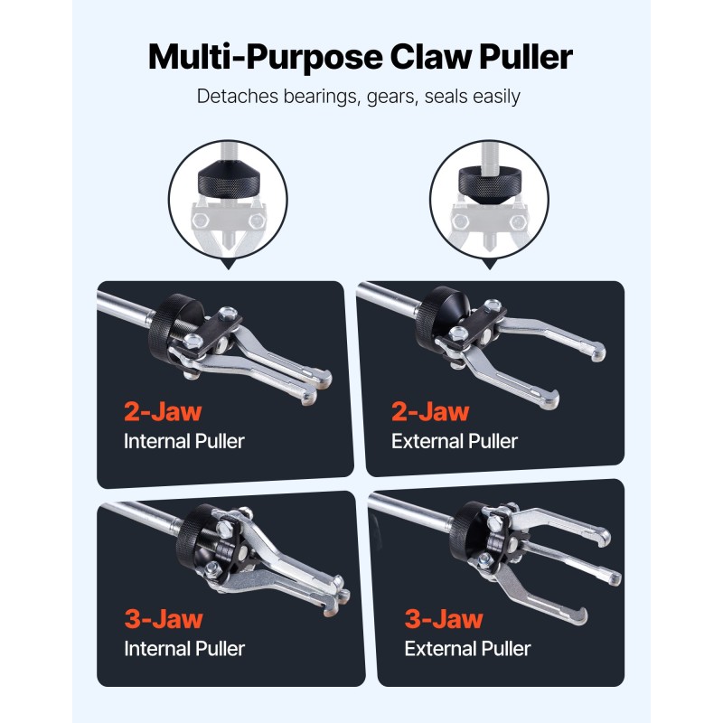 Ulosvetosarja 9-suuntainen liukuvasara 15-osainen T-kahvalla etupyörän ja takapyörän napoihin