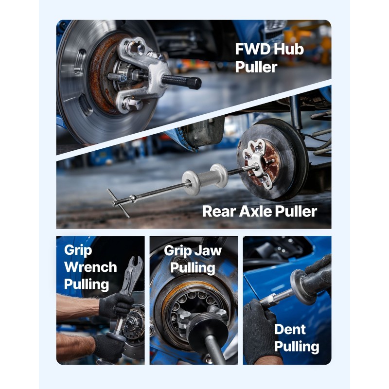 Ulosvetosarja 9-suuntainen liukuvasara 15-osainen T-kahvalla etupyörän ja takapyörän napoihin