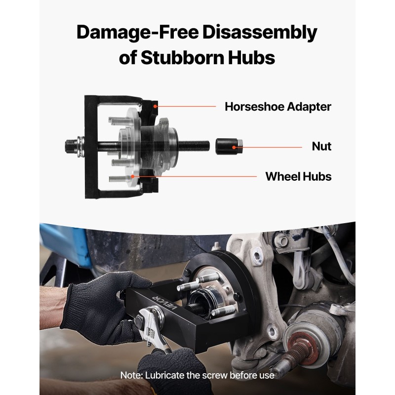 Pyörännavan ja laakerin irrotus- ja asennussarja raskaan sarjan teräksestä etuvetoisille autoille