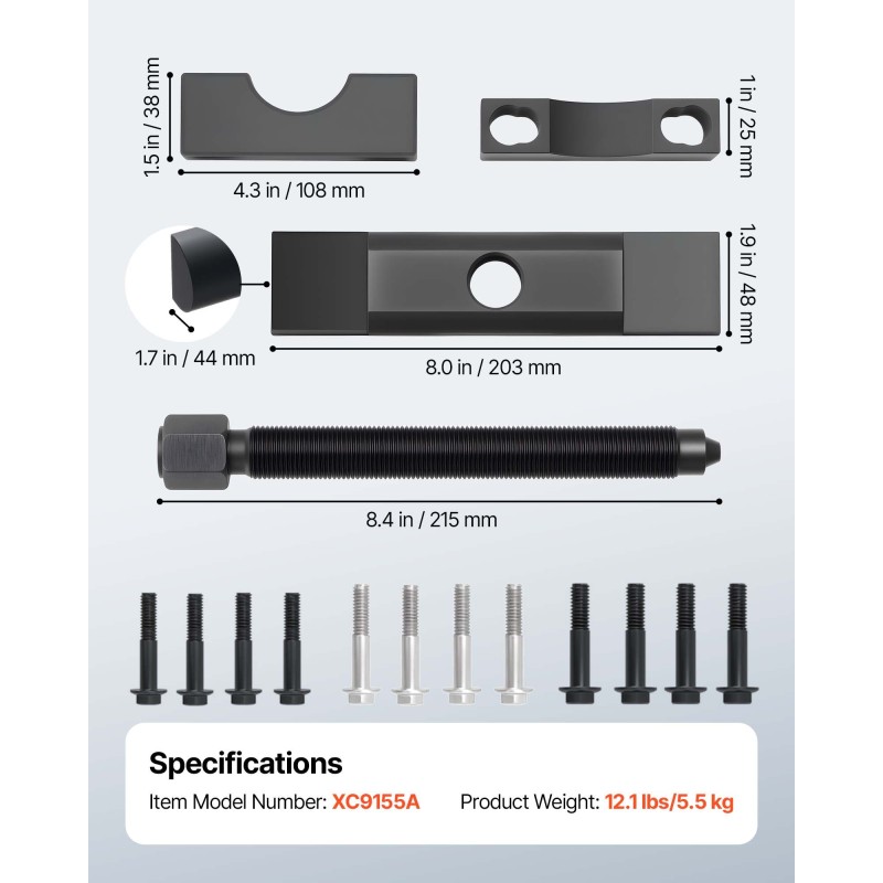 Laippavedinsarja raskaan käytön teräksinen 1-7/8–2-3/16 tuumaa vetoakseleille muovilaukulla