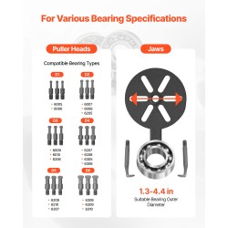 Laakerin ulosvetosarja 21-osainen 3-leukainen sisä- ja ulkopuolisille laakereille säilytyslaukulla