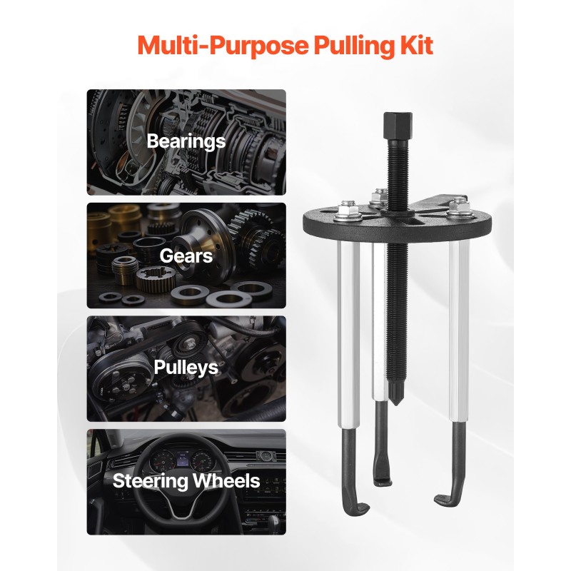 Laakerin ulosvetosarja 21-osainen 3-leukainen sisä- ja ulkopuolisille laakereille säilytyslaukulla