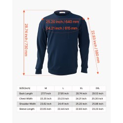 Pitkähihainen palosuojattu t-paita täysin puuvillainen rintataskulla miesten tummansininen