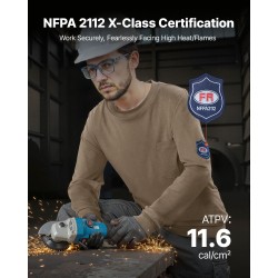 Pitkähihainen palosuojattu T-paita puuvillainen koko 2XL harmaa ammattikäyttöön