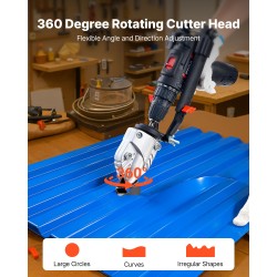 Porakoneeseen sopiva pelti- ja levyleikkuri 360-asteen kääntyvällä teräspäällä ruostumattomalle ja sinkitylle teräkselle