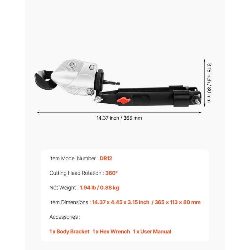 Porakoneeseen sopiva pelti- ja levyleikkuri 360-asteen kääntyvällä teräspäällä ruostumattomalle ja sinkitylle teräkselle