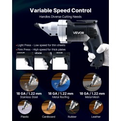 Sähköinen pelti- ja levyleikkuri 4,0 ampeerin moottorilla 360 asteen kääntyvällä leikkuupäällä