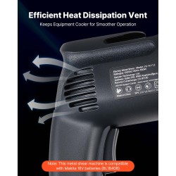 Sähköinen pelti- ja levyleikkuri 4,0 ampeerin moottorilla 360 asteen kääntyvällä leikkuupäällä