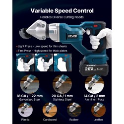 Akkukäyttöinen metallileikkuri 20 V 400 W 360 asteen karkaistut terät