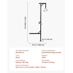 Riistanostin 2-tuumaiselle vetokoukulle Q235-hiiliteräs 181 kg kantavuus käsivinssi 360 asteen varsi