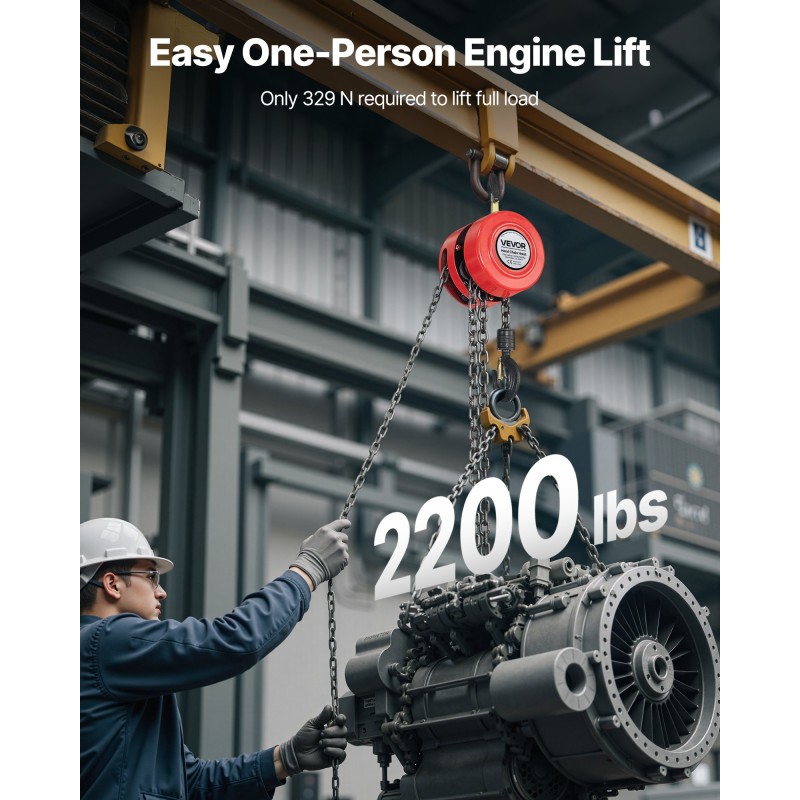 Käsikäyttöinen ketjunostin seosteräs 1 t kantavuus 3 m G70 sinkitty ketju