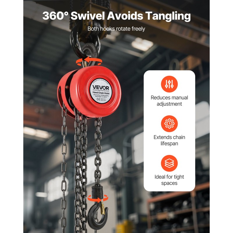 Käsikäyttöinen ketjunostin seosteräs 1 t kantavuus 3 m G70 sinkitty ketju