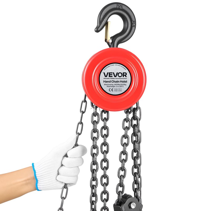 Käsiketjunostin kaksi tonnia kolme metriä seosteräsrunko galvanoitu ketju turvalukollinen koukku