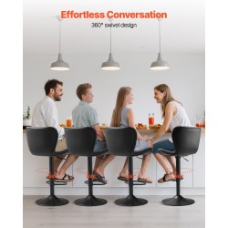 Baarijakkarasetti 4 kpl musta PU-nahkaverhoilu keittiöön selkänojilla korkeudensäätö