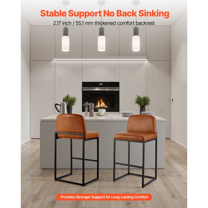 Baarijakkarasetti neljä jakkaraa 68 cm istuinkorkeus ruskea keinonahka metallirunko