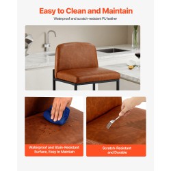 Baarijakkarasetti neljä jakkaraa 68 cm istuinkorkeus ruskea keinonahka metallirunko