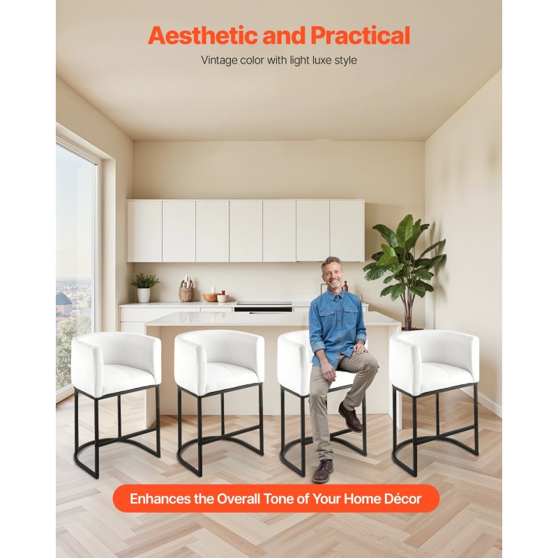 Baarijakkarasetti 3 kpl pehmustettu valkoinen plyysi metallirunko 63 cm puoliksi avoin selkänoja