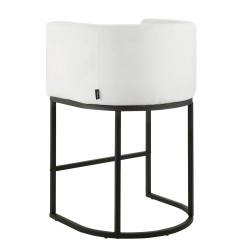 Baarijakkarasetti 3 kpl pehmustettu valkoinen plyysi metallirunko 63 cm puoliksi avoin selkänoja