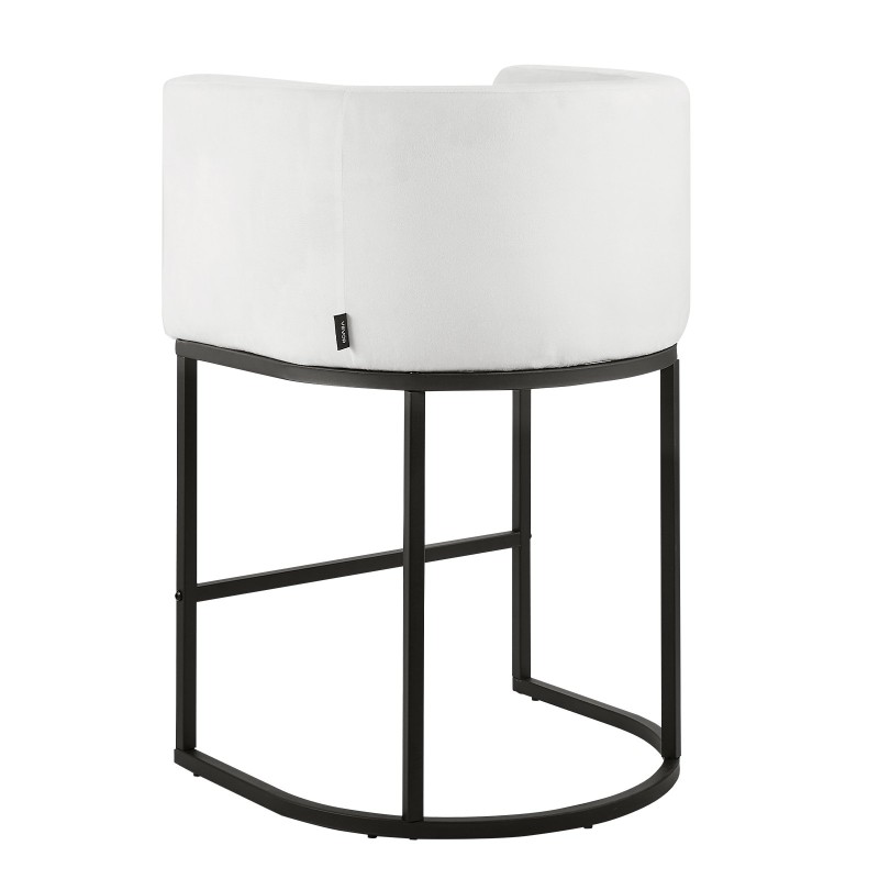 Baarijakkarasetti 3 kpl pehmustettu valkoinen plyysi metallirunko 63 cm puoliksi avoin selkänoja