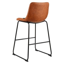 Baarijakkarasetti 4 kpl 65 cm istuinkorkeudella PU-nahkaverhoilu metallirunko ruskea keittiöön ruokailutilaan