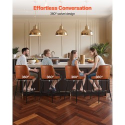 Baarijakkarasetti 3 kpl ruskea PU-nahka 69 cm istuinkorkeus metallirunko 360 asteen kääntyvä