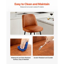 Baarijakkarasetti 2 kpl ruskea PU-nahkaverhoilu 360 asteen kääntyvillä istuimilla metallijaloilla