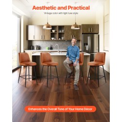 Baarijakkarasetti 2 kpl ruskea PU-nahkaverhoilu 360 asteen kääntyvillä istuimilla metallijaloilla