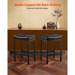 Selkänojattomat baarijakkarat 2 kpl musta PU-keinonahka satulatuolit rautajaloilla