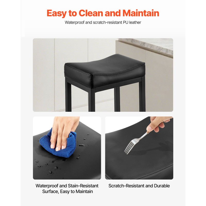 Selkänojattomat baarijakkarat 2 kpl musta PU-keinonahka satulatuolit rautajaloilla