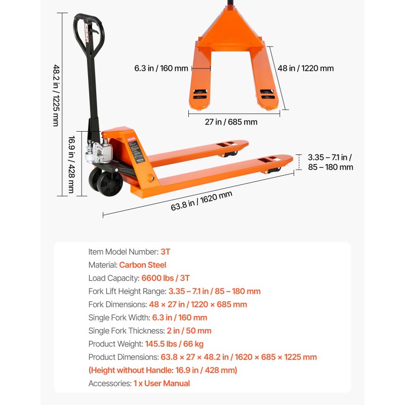 Haarukkavaunu käsikäyttöinen hiiliteräs kolmen tonnin kantavuus nailonpyörillä