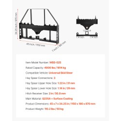 Trukkipiikkirunko Q235A-teräs pikakiinnitteisiin kuormaajiin korotetulla suojakaarella 1814 kg
