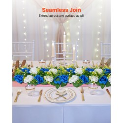 Teko-ruusukukkapallot silkkikankaasta 10 kpl sinivalkoiset pöytäkoristeiksi