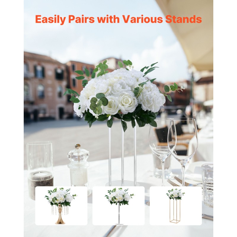 Tekoiset kukkapallot silkistä ja muovista 10 kpl halkaisija 45 cm valkoiset ruusut