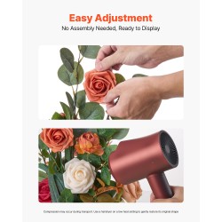 Vapaasti seisovat oranssit tekokukka-asetelmat silkkikangas ja täyspuu 450 mm 4 kpl hääkoristeisiin