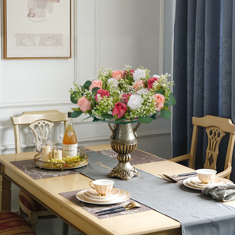 Silkkiruusukranssit 10 kpl halkaisija 340 mm vaaleanpunaiset ja valkoiset pöytäkoristeet