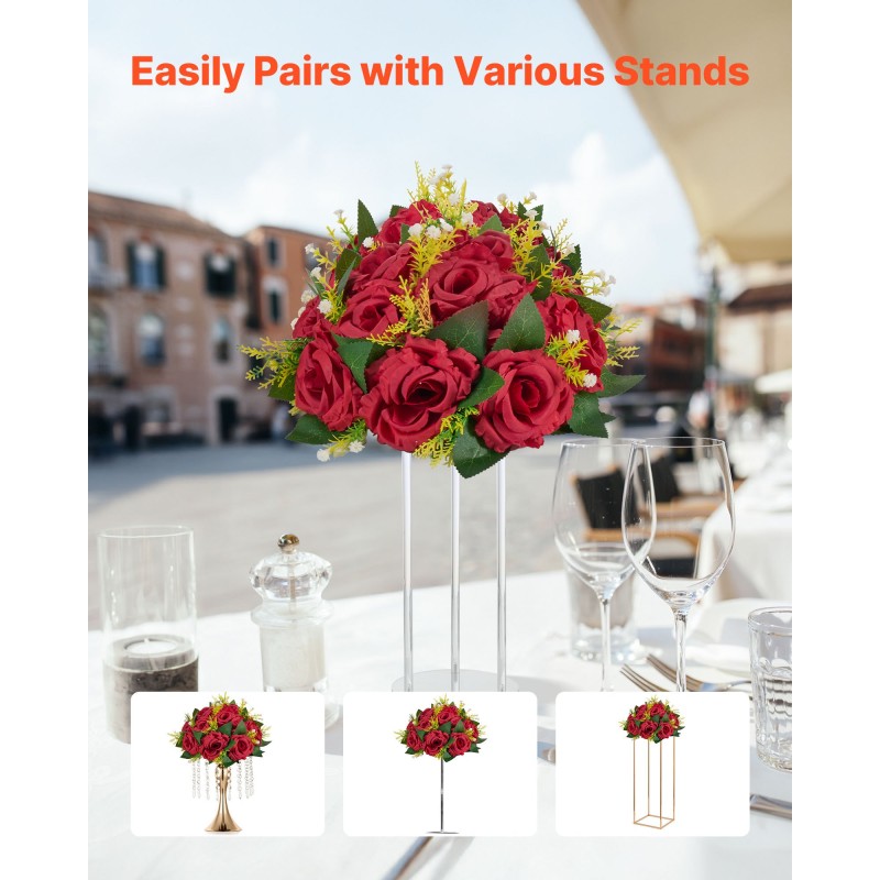 Tekoruusupallot 10 kpl silkkiterälehdet punainen 240x240x120 mm